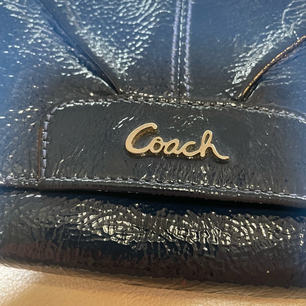 ‼️SPRING SALE Coach Midnight Blue Leather Wristlet 🌙 - Picture 7 of 17